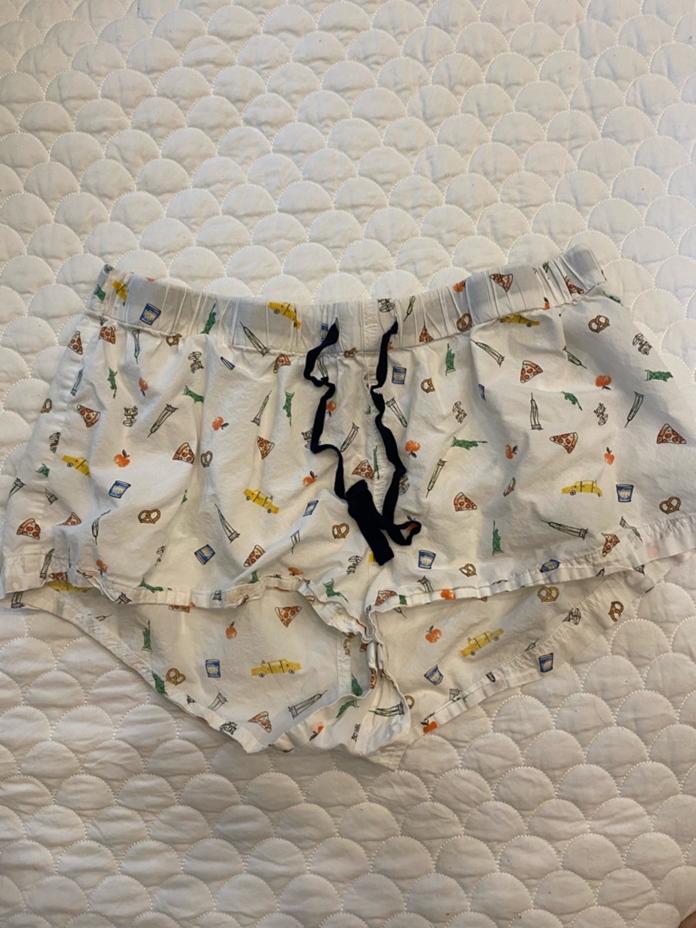 J Crew White NYC Cotton Sleep Shorts Large
